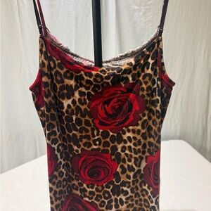 Express Leopard and Red Floral Dress
